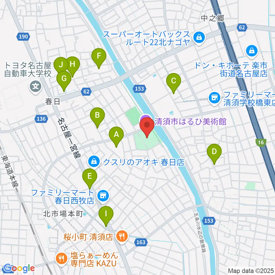清須市はるひ美術館周辺の駐車場・コインパーキング一覧地図