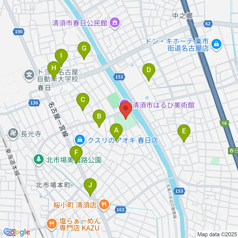 清須市はるひ美術館周辺の駐車場・コインパーキング一覧地図