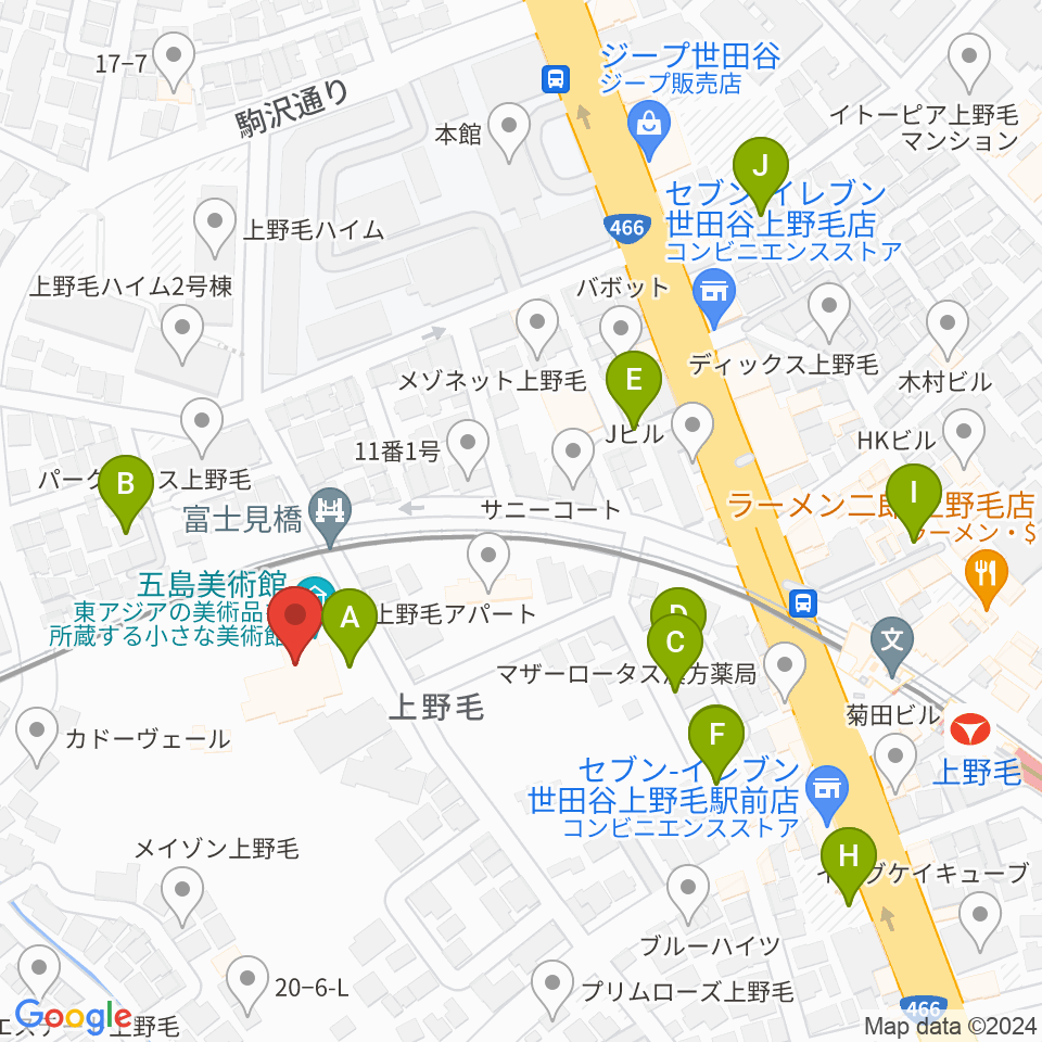 五島美術館周辺の駐車場・コインパーキング一覧地図