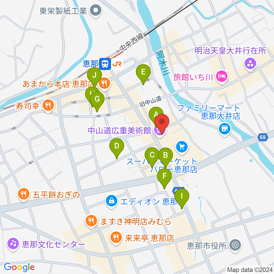 中山道広重美術館周辺の駐車場・コインパーキング一覧地図