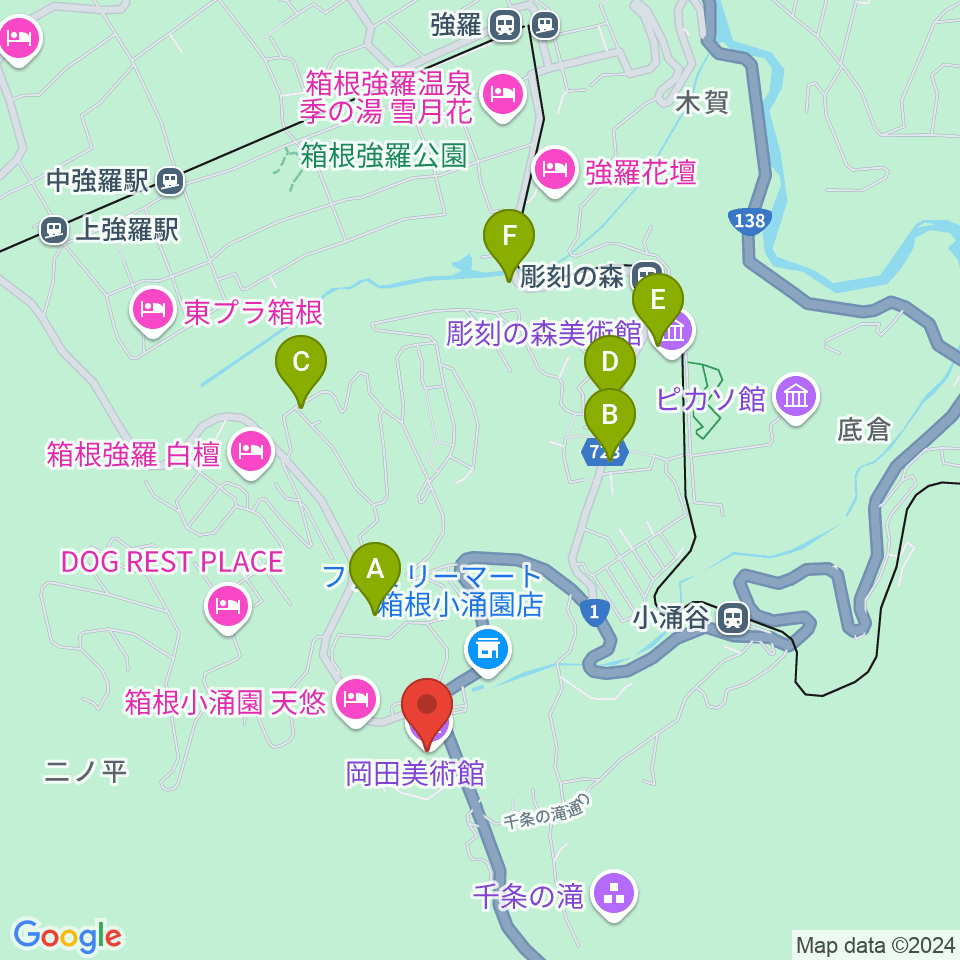 岡田美術館周辺の駐車場・コインパーキング一覧地図