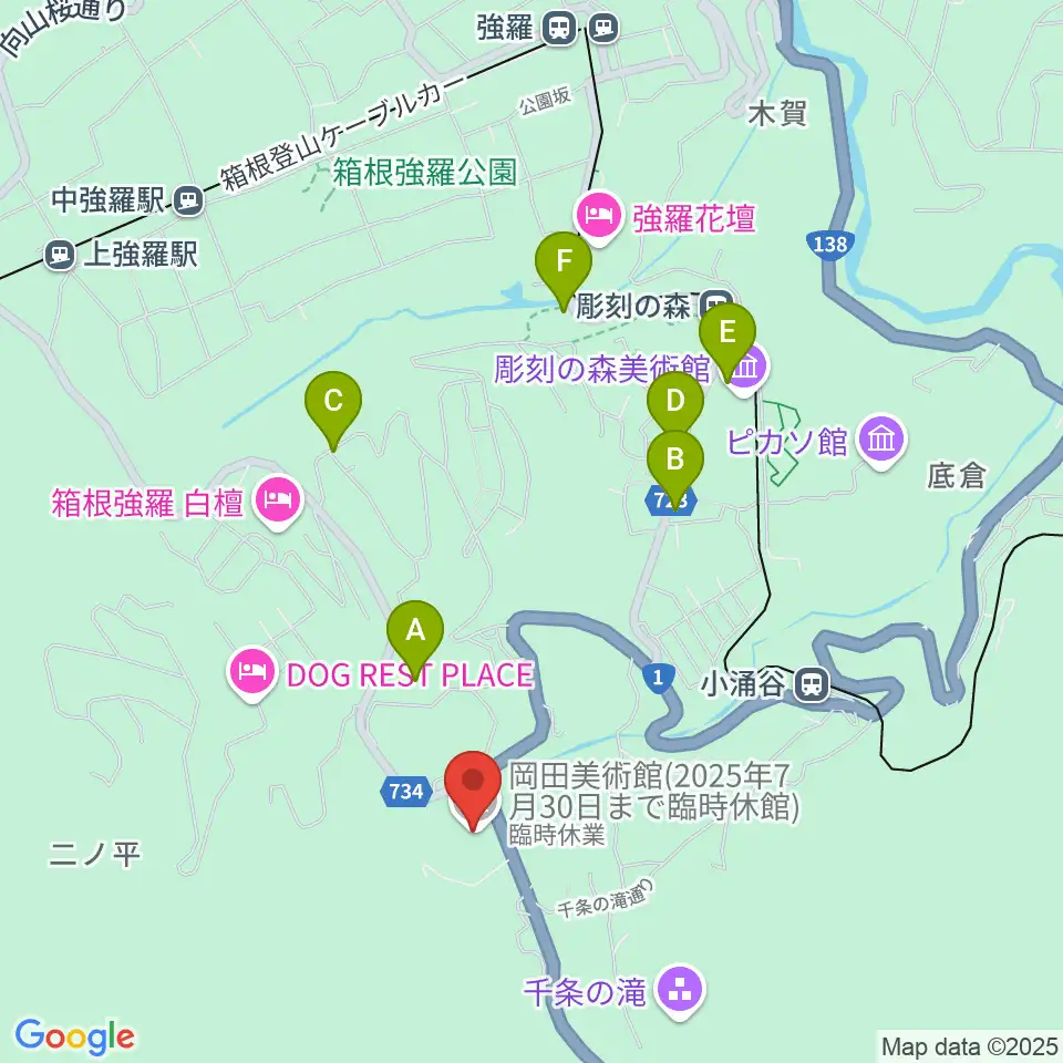 岡田美術館周辺の駐車場・コインパーキング一覧地図