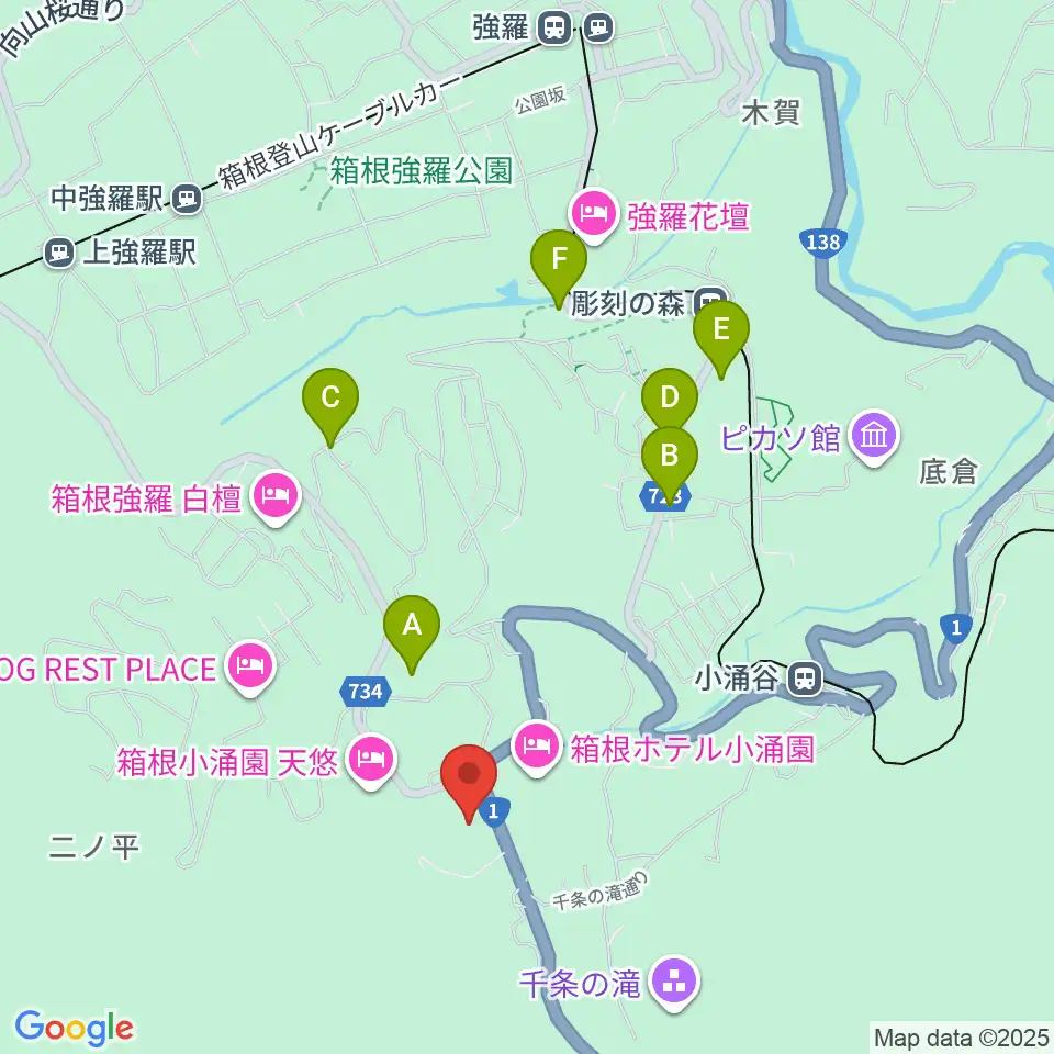 岡田美術館周辺の駐車場・コインパーキング一覧地図