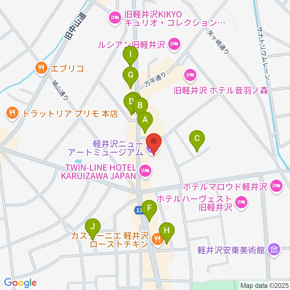 軽井沢ニューアートミュージアム周辺の駐車場・コインパーキング一覧地図