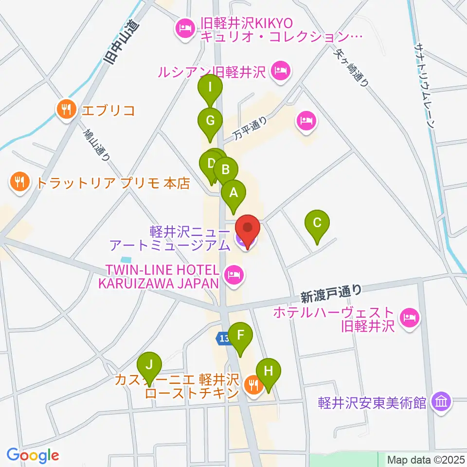 軽井沢ニューアートミュージアム周辺の駐車場・コインパーキング一覧地図