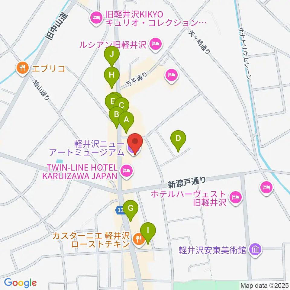 軽井沢ニューアートミュージアム周辺の駐車場・コインパーキング一覧地図