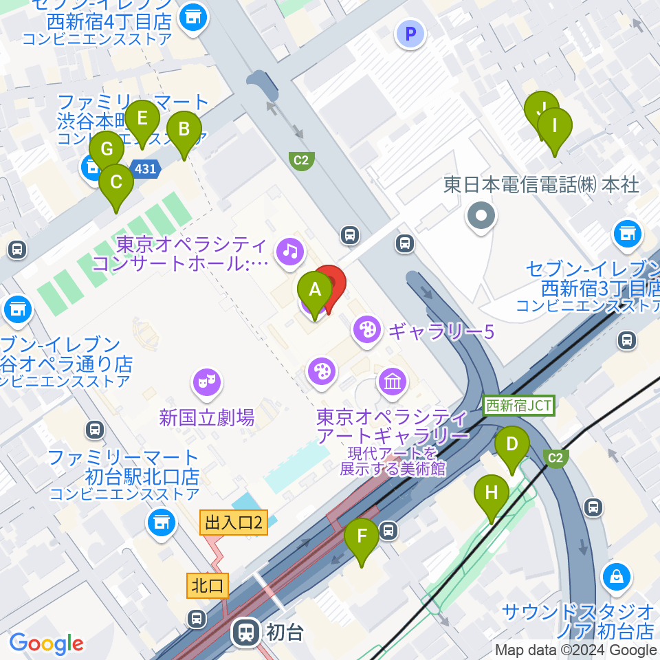 東京オペラシティアートギャラリー周辺の駐車場・コインパーキング一覧地図