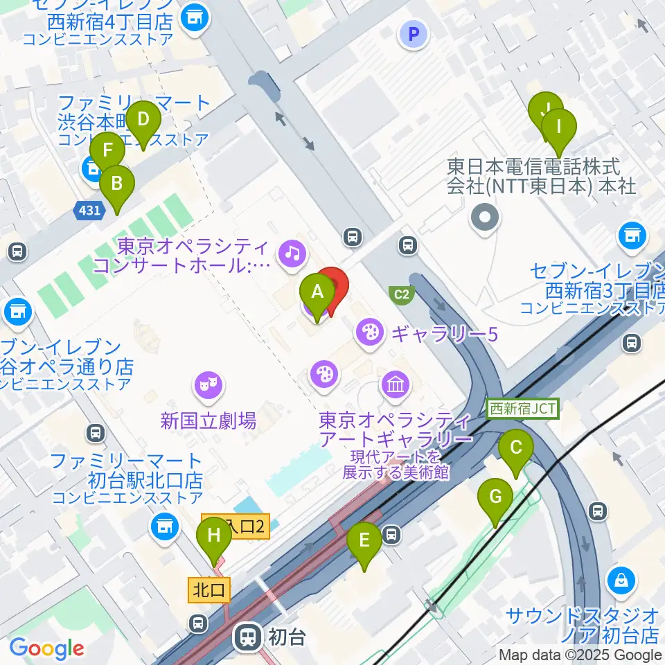 東京オペラシティアートギャラリー周辺の駐車場・コインパーキング一覧地図