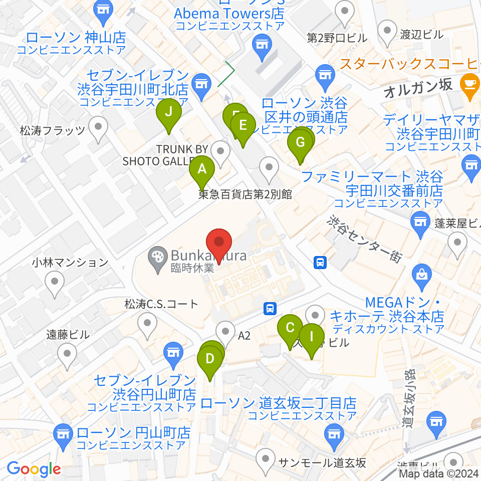 Bunkamuraザ・ミュージアム周辺の駐車場・コインパーキング一覧地図