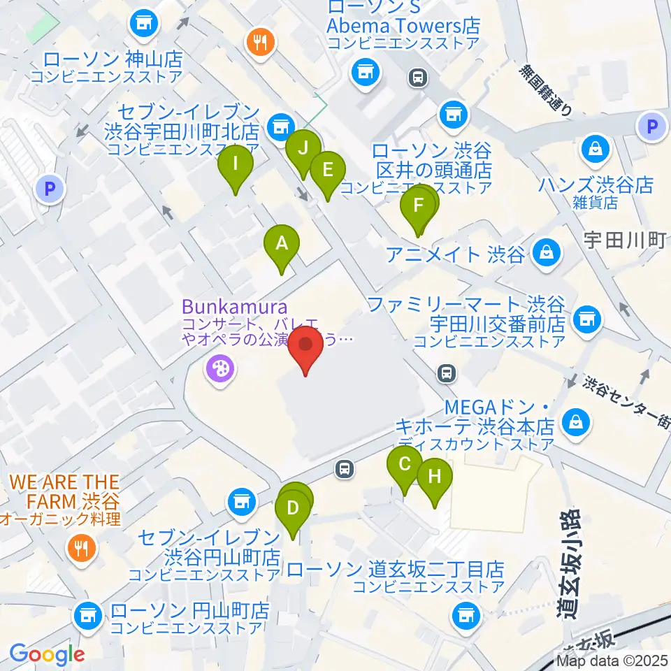 Bunkamuraザ・ミュージアム周辺の駐車場・コインパーキング一覧地図