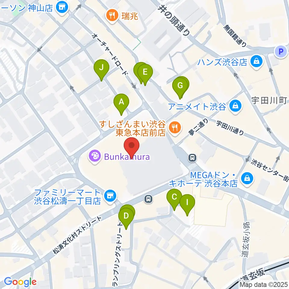 Bunkamuraザ・ミュージアム周辺の駐車場・コインパーキング一覧地図