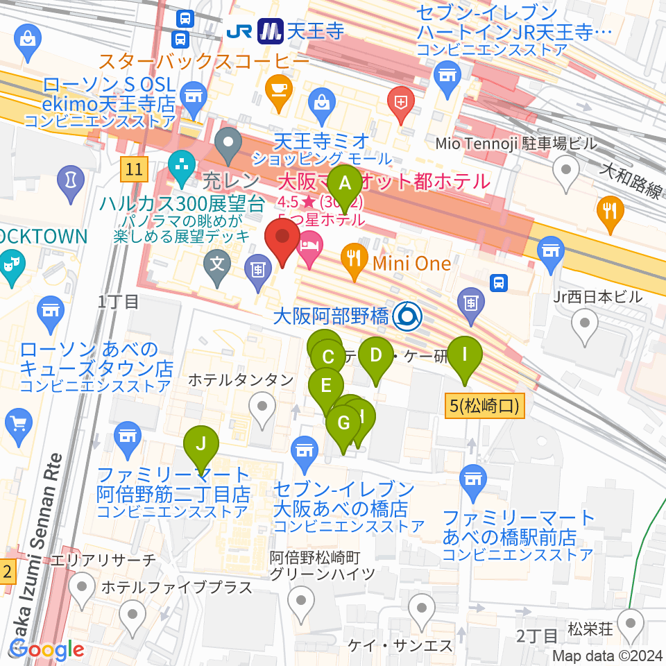 あべのハルカス美術館 周辺の駐車場 コインパーキング一覧マップ