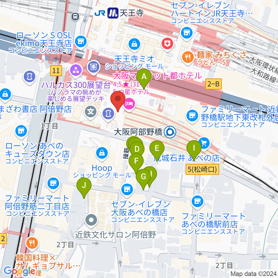 あべのハルカス美術館 周辺の駐車場 コインパーキング一覧マップ