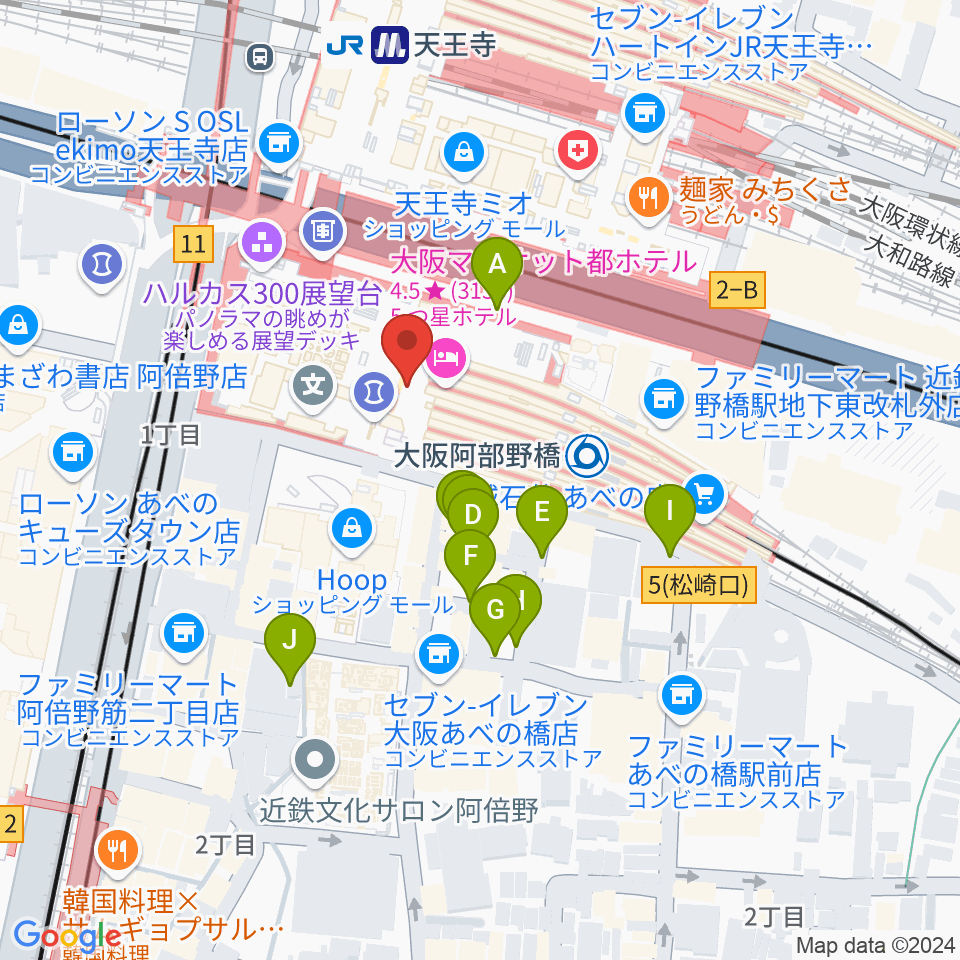 あべのハルカス美術館周辺の駐車場・コインパーキング一覧地図