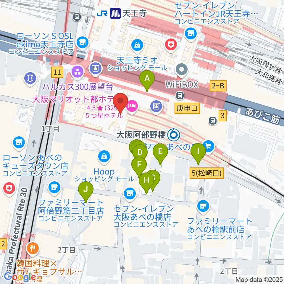 あべのハルカス美術館周辺の駐車場・コインパーキング一覧地図