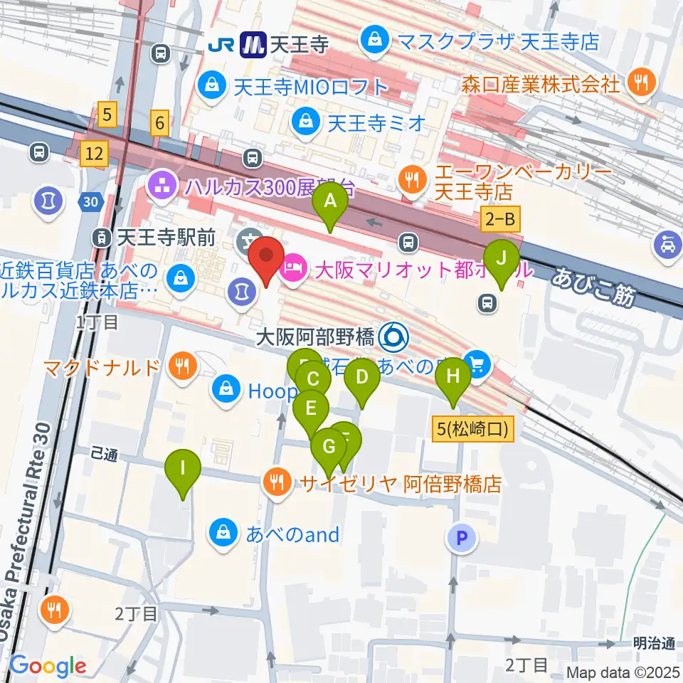 あべのハルカス美術館周辺の駐車場・コインパーキング一覧地図
