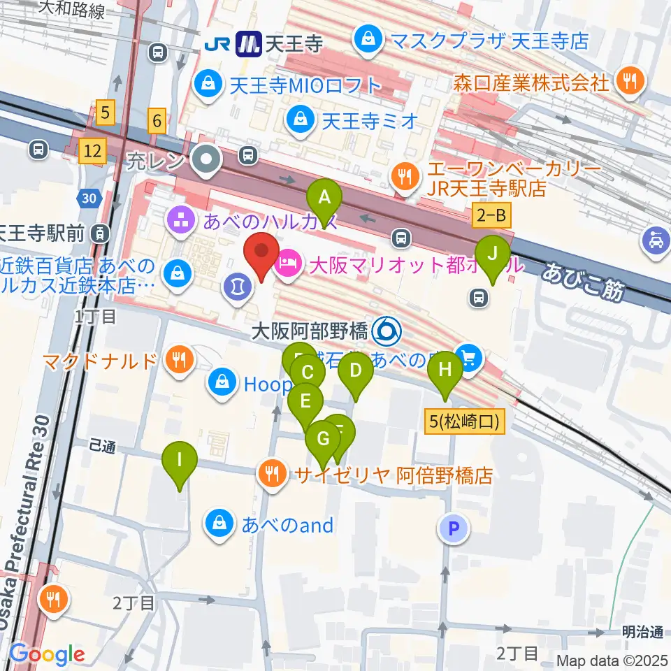 あべのハルカス美術館周辺の駐車場・コインパーキング一覧地図