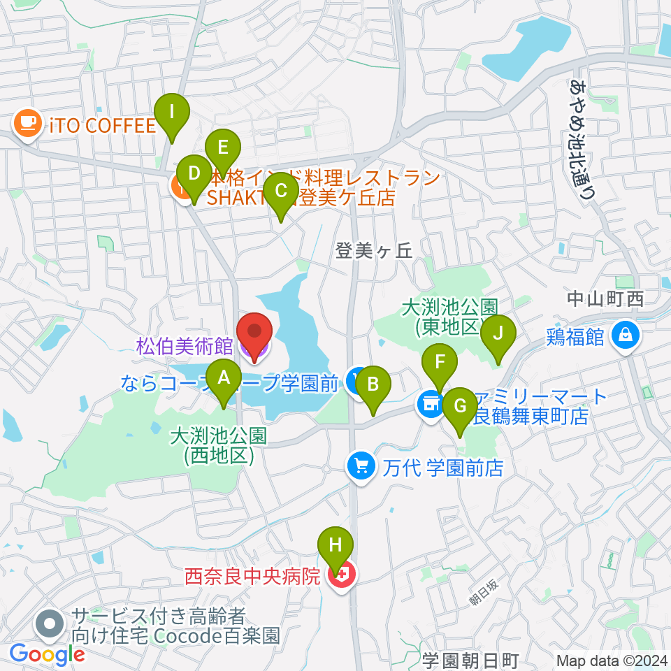 松伯美術館周辺の駐車場・コインパーキング一覧地図