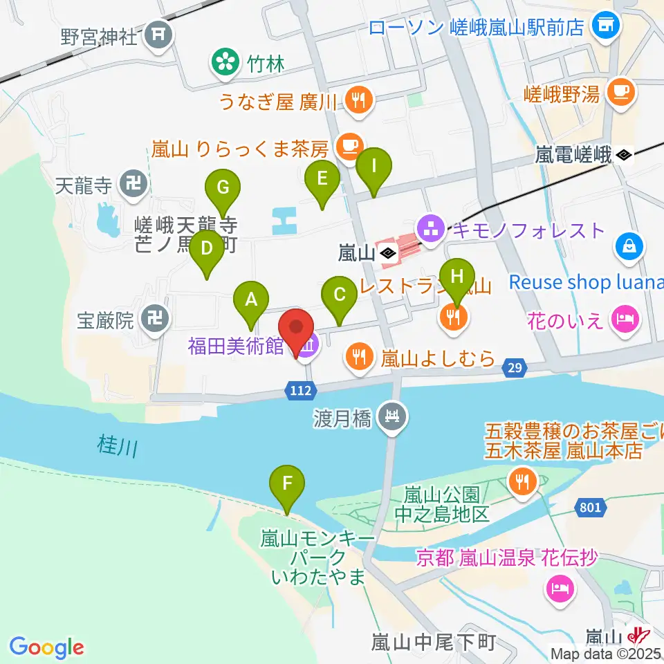 福田美術館周辺の駐車場・コインパーキング一覧地図