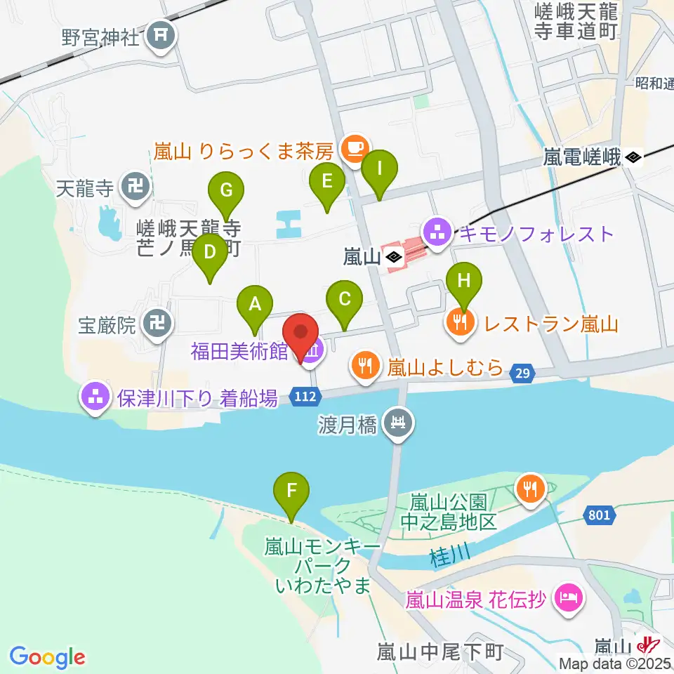 福田美術館周辺の駐車場・コインパーキング一覧地図