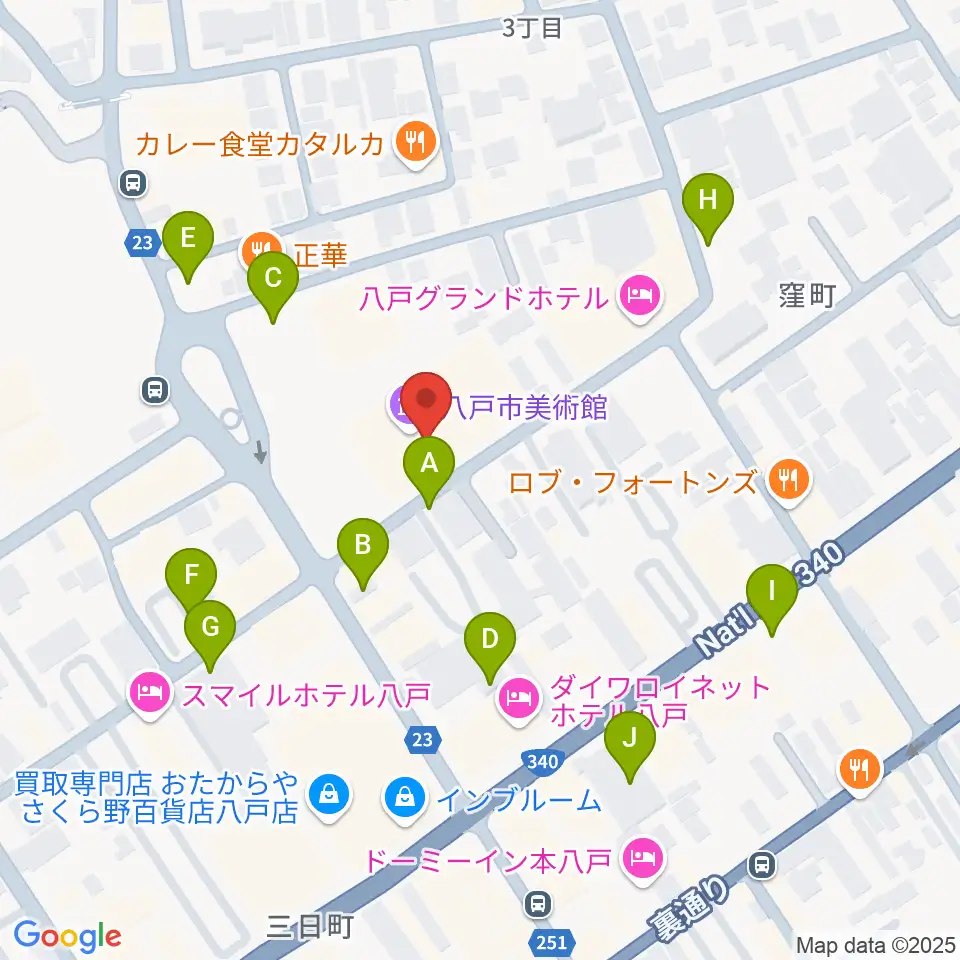 八戸市美術館周辺の駐車場・コインパーキング一覧地図