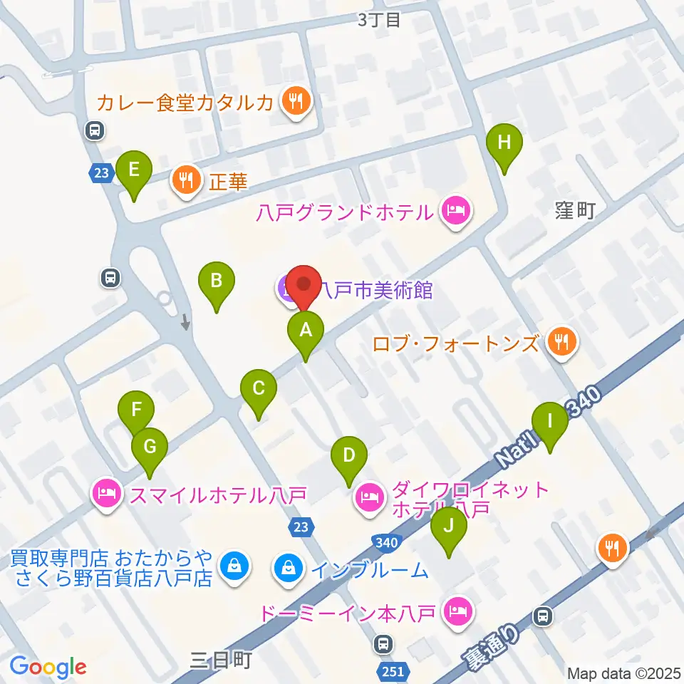 八戸市美術館周辺の駐車場・コインパーキング一覧地図