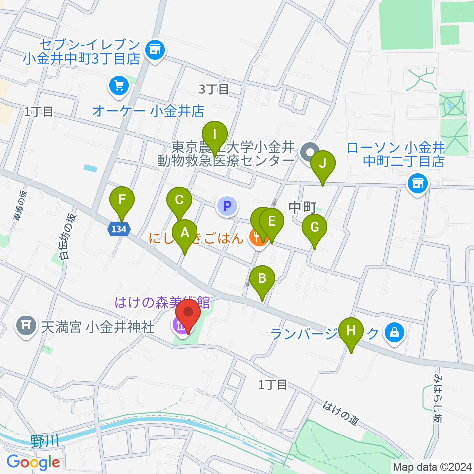 はけの森美術館周辺の駐車場・コインパーキング一覧地図