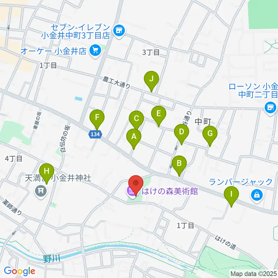 はけの森美術館周辺の駐車場・コインパーキング一覧地図