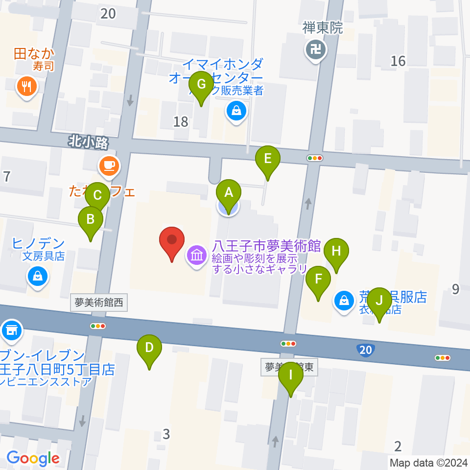 八王子市夢美術館周辺の駐車場・コインパーキング一覧地図