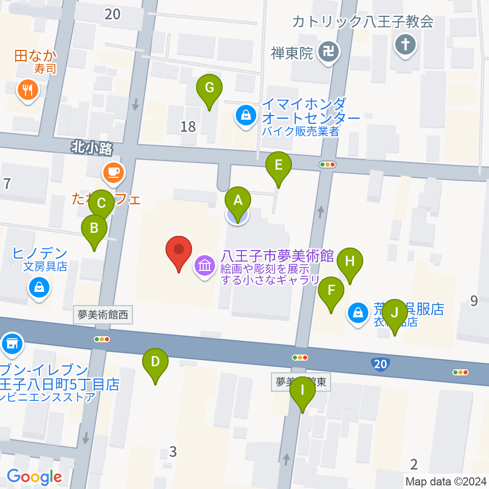 八王子市夢美術館周辺の駐車場・コインパーキング一覧地図