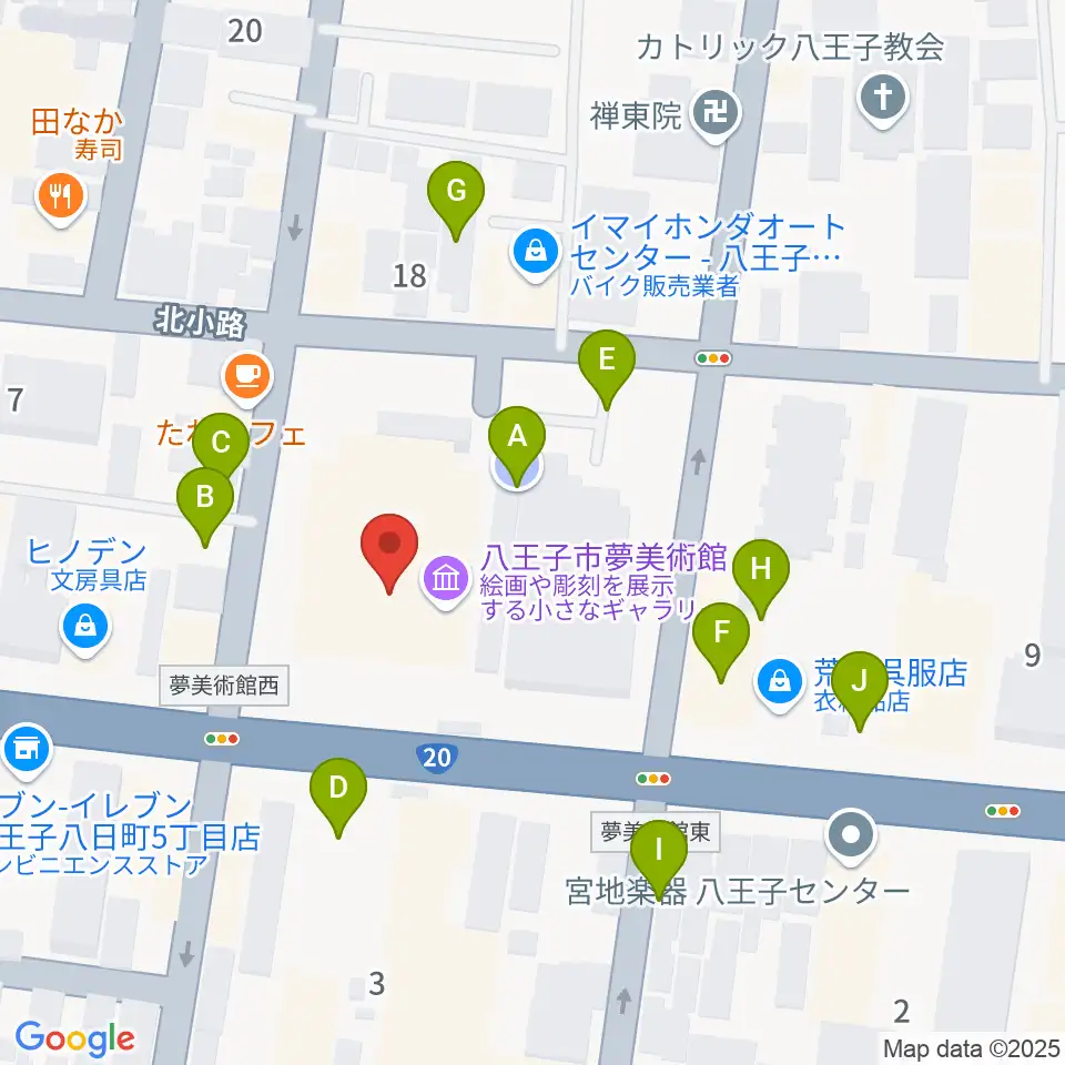 八王子市夢美術館周辺の駐車場・コインパーキング一覧地図