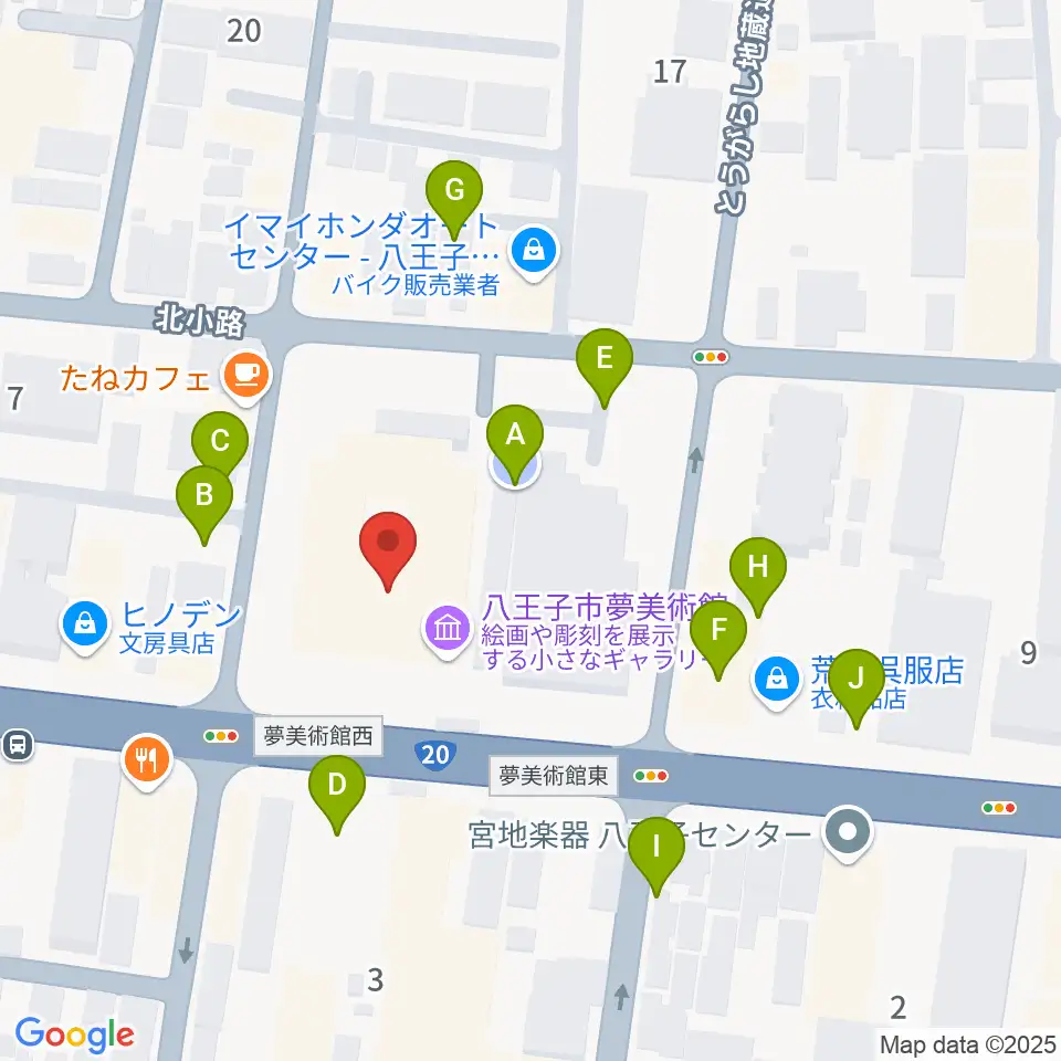 八王子市夢美術館周辺の駐車場・コインパーキング一覧地図