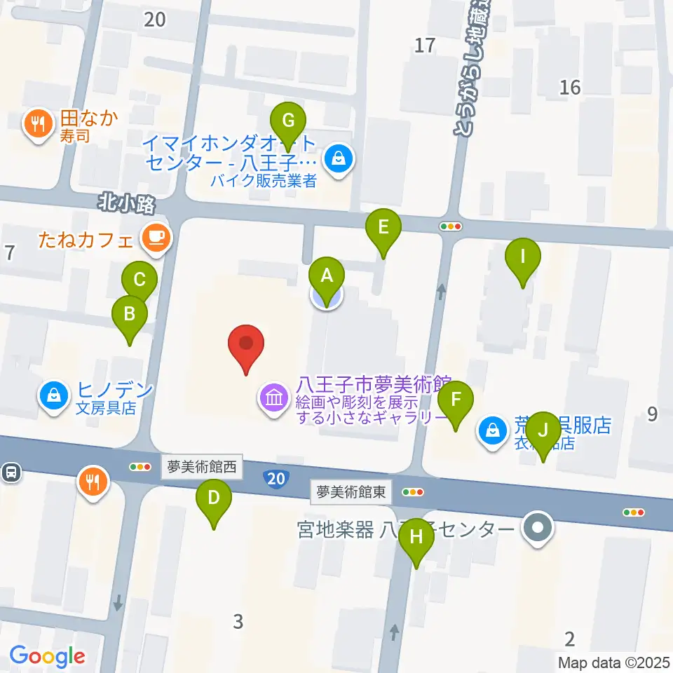 八王子市夢美術館周辺の駐車場・コインパーキング一覧地図