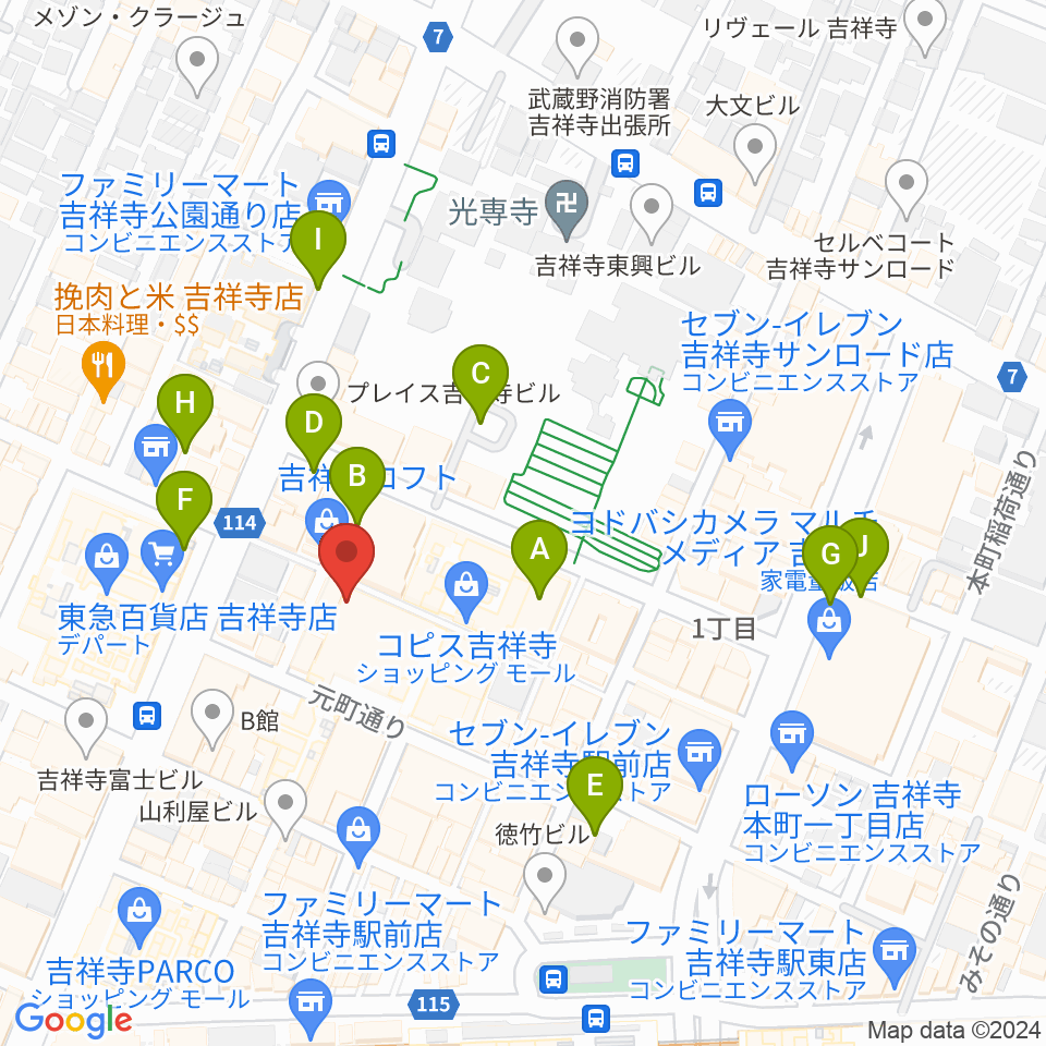 吉祥寺美術館周辺の駐車場・コインパーキング一覧地図
