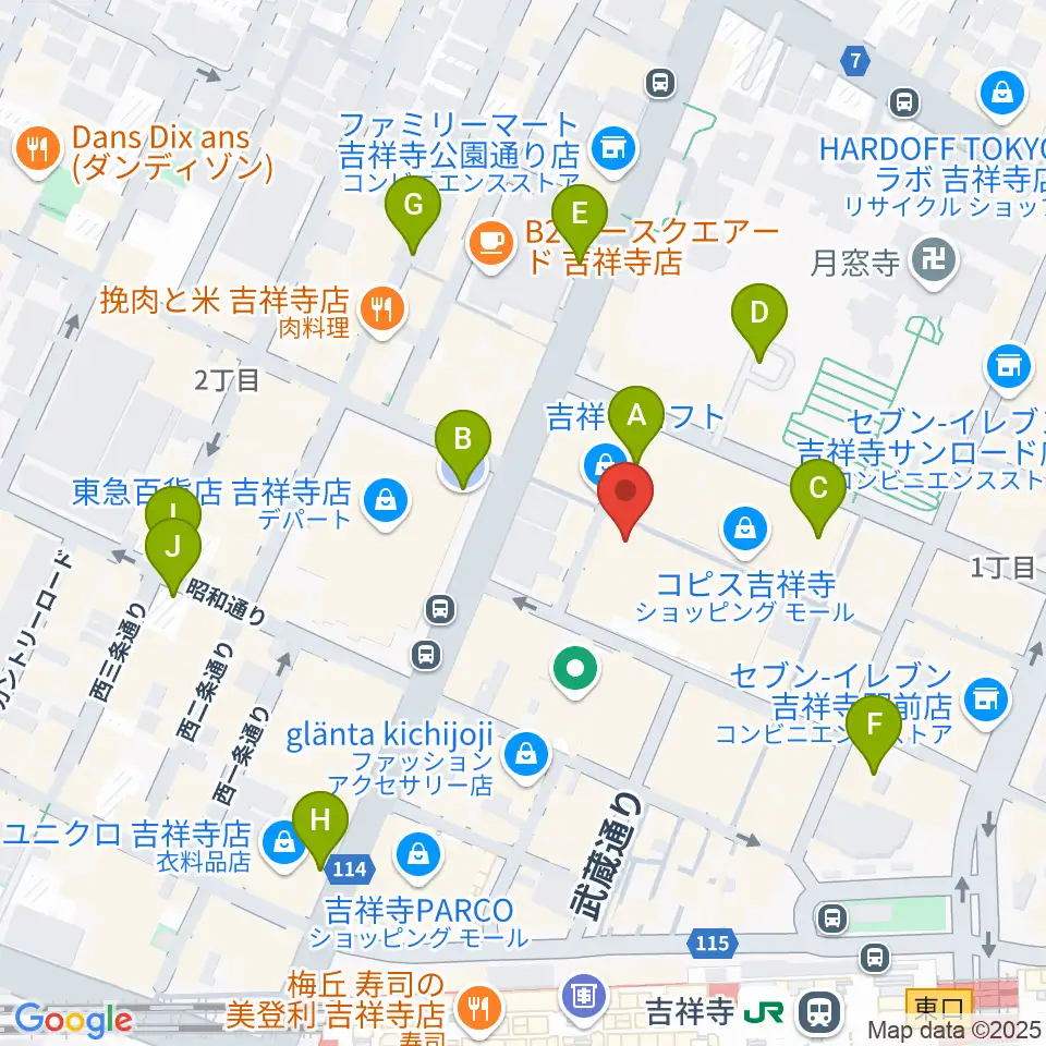 吉祥寺美術館周辺の駐車場・コインパーキング一覧地図