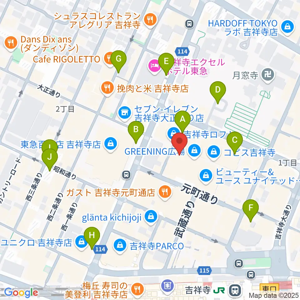 吉祥寺美術館周辺の駐車場・コインパーキング一覧地図