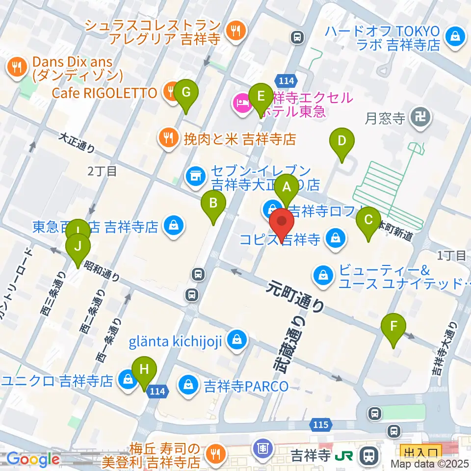 吉祥寺美術館周辺の駐車場・コインパーキング一覧地図