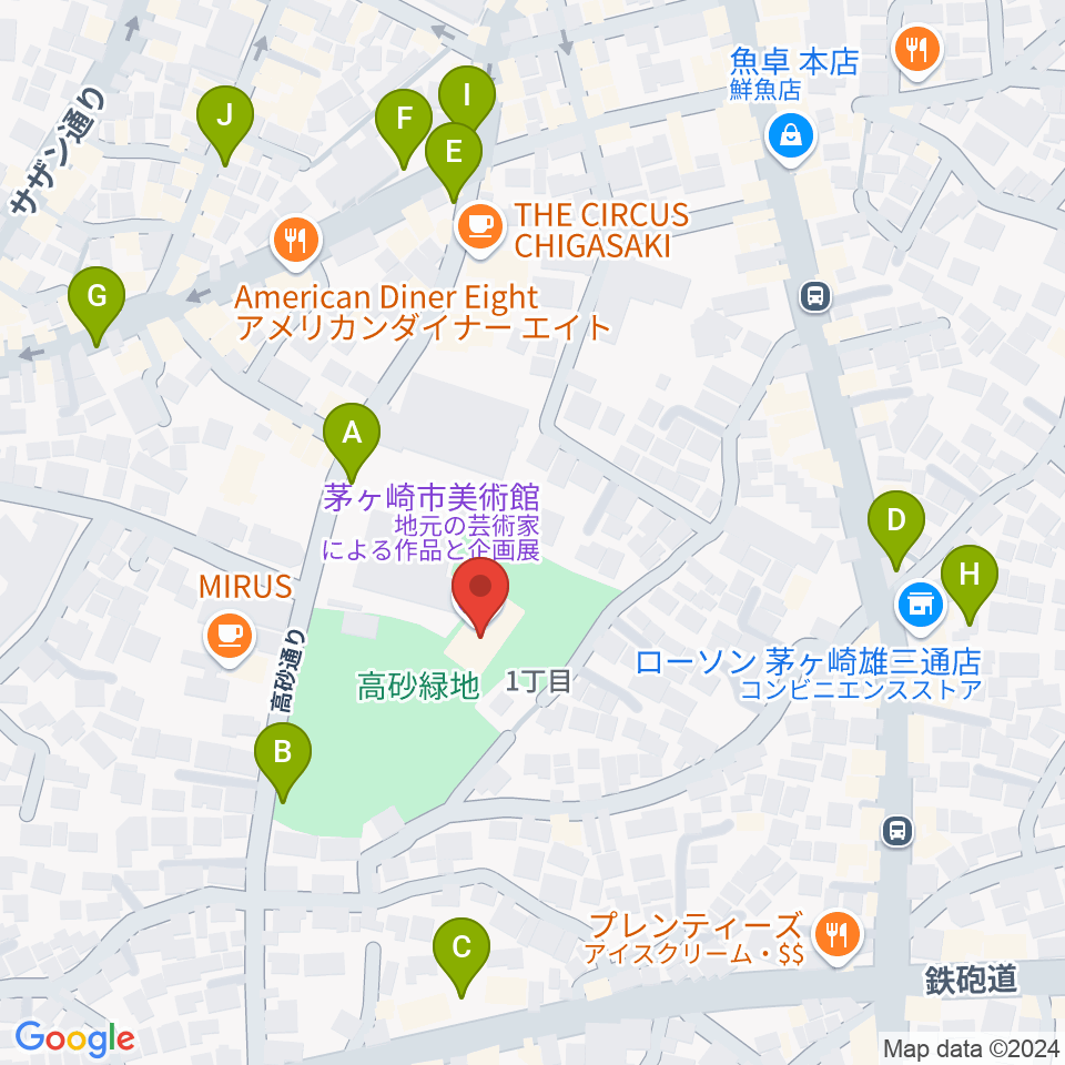 茅ヶ崎市美術館周辺の駐車場・コインパーキング一覧地図