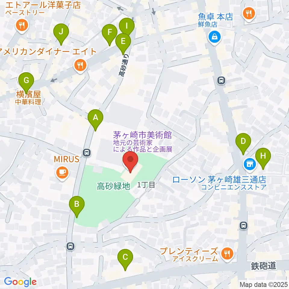 茅ヶ崎市美術館周辺の駐車場・コインパーキング一覧地図