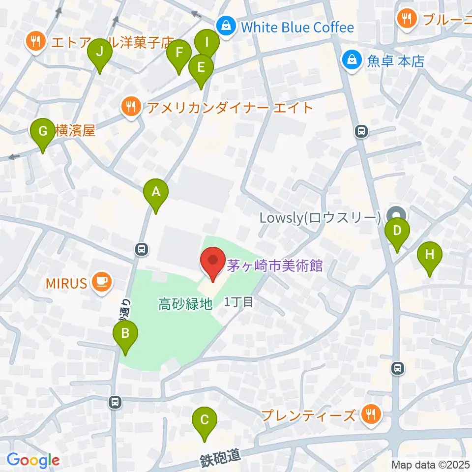 茅ヶ崎市美術館周辺の駐車場・コインパーキング一覧地図