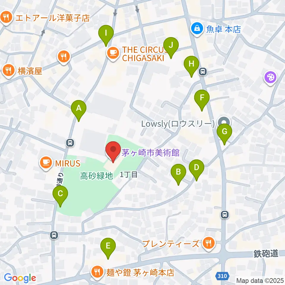 茅ヶ崎市美術館周辺の駐車場・コインパーキング一覧地図