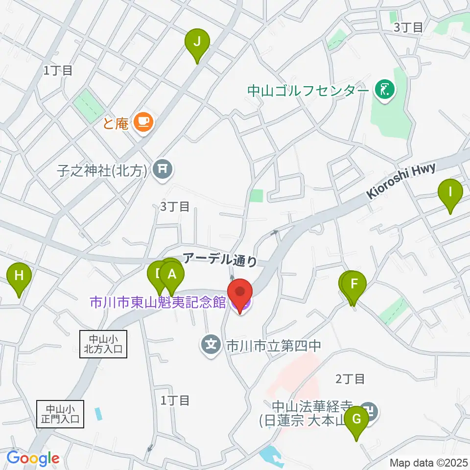 市川市東山魁夷記念館周辺の駐車場・コインパーキング一覧地図