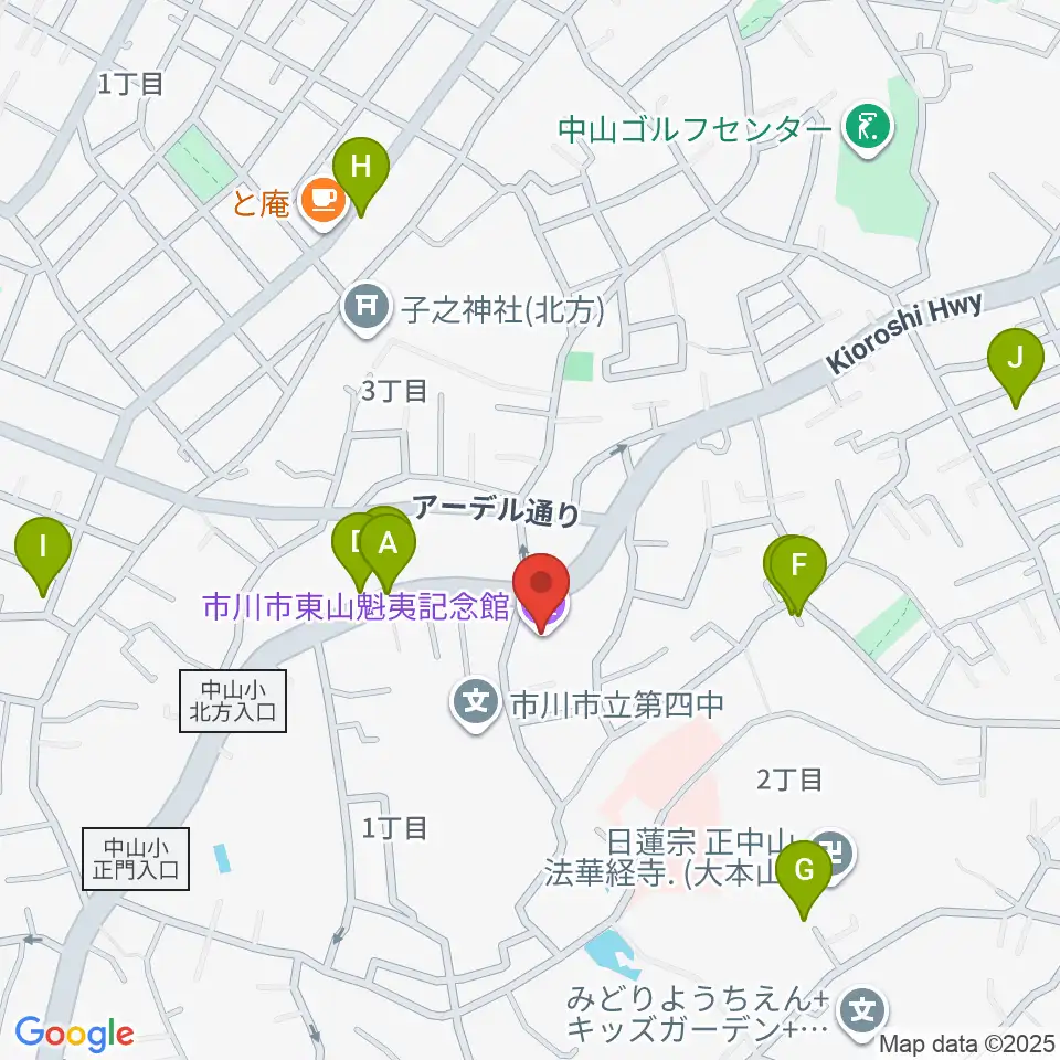 市川市東山魁夷記念館周辺の駐車場・コインパーキング一覧地図