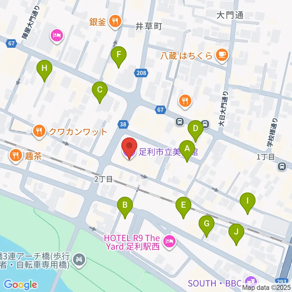 足利市立美術館周辺の駐車場・コインパーキング一覧地図