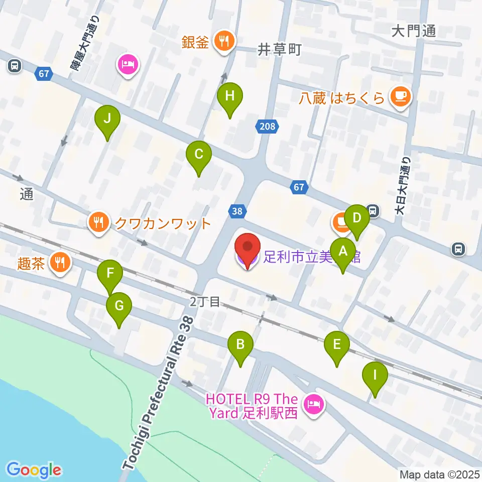 足利市立美術館周辺の駐車場・コインパーキング一覧地図
