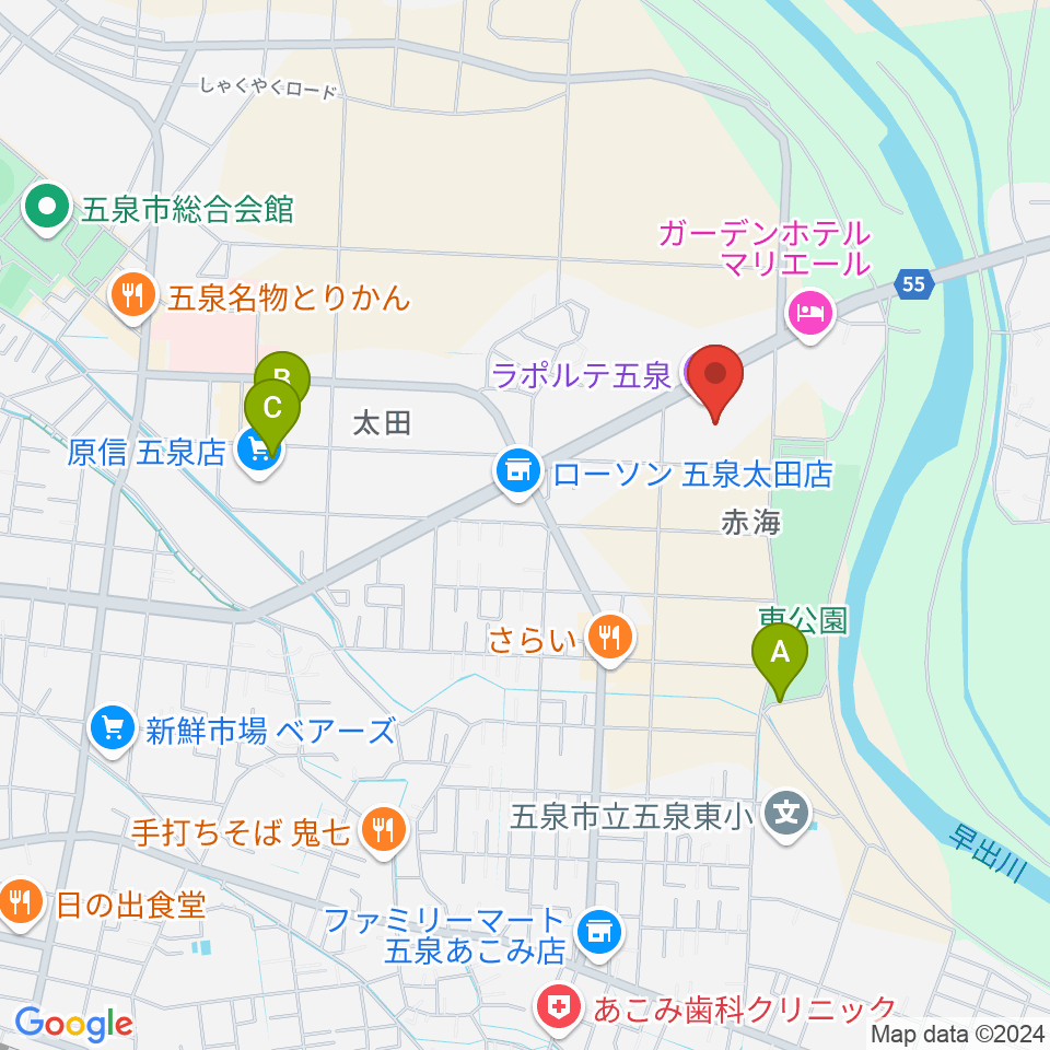 ラポルテ五泉周辺の駐車場・コインパーキング一覧地図