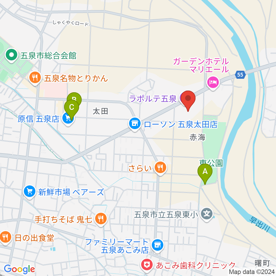 ラポルテ五泉周辺の駐車場・コインパーキング一覧地図