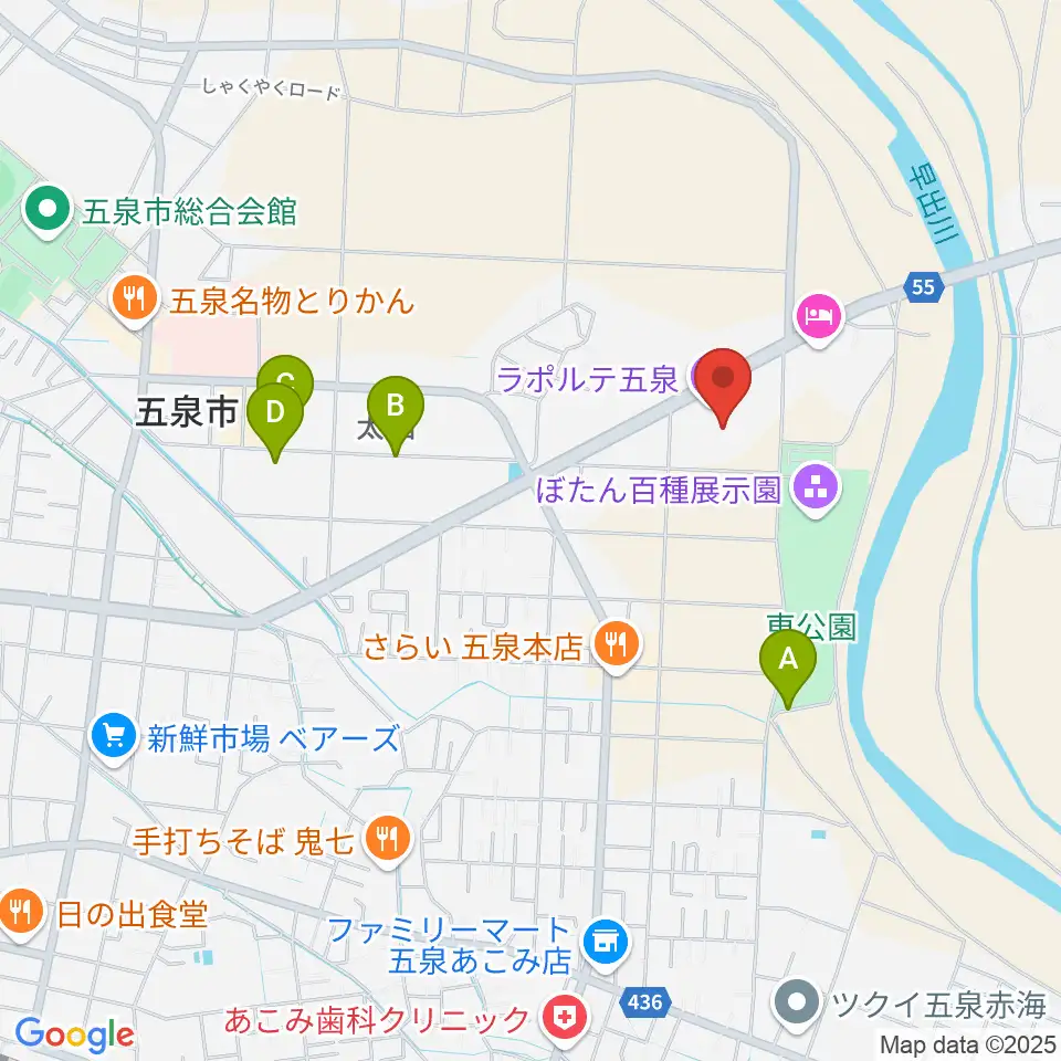 ラポルテ五泉周辺の駐車場・コインパーキング一覧地図