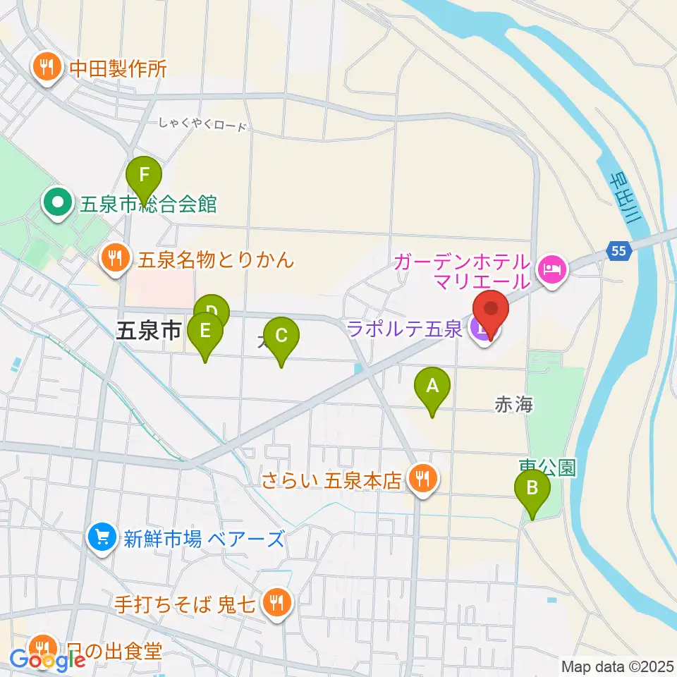 ラポルテ五泉周辺の駐車場・コインパーキング一覧地図