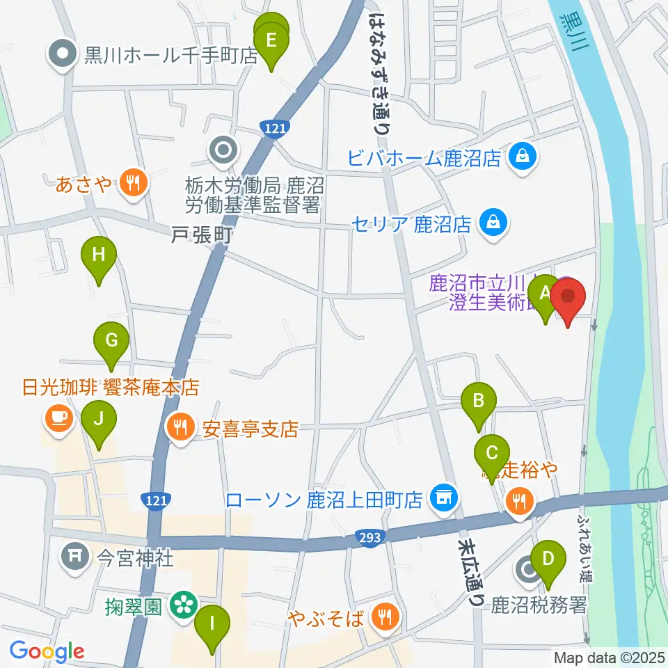 鹿沼市立川上澄生美術館周辺の駐車場・コインパーキング一覧地図